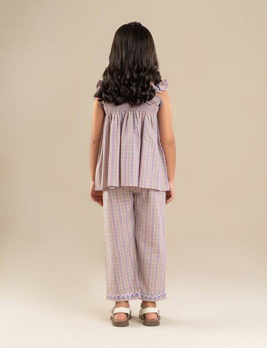2 PIECE STRIPED EMBROIDERED SUIT