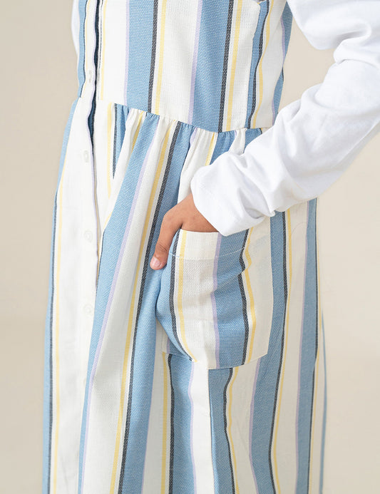 STRIPED BUTTON FRONT DRESS