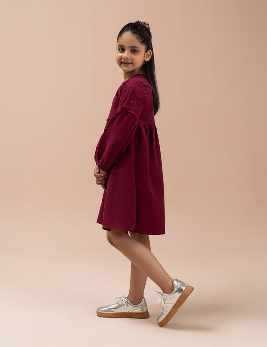 EMBROIDERED YOKE LONG DRESS