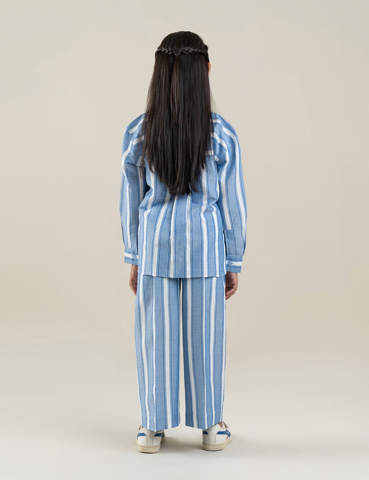 2 PIECE STRIPED EMBROIDERED SUIT