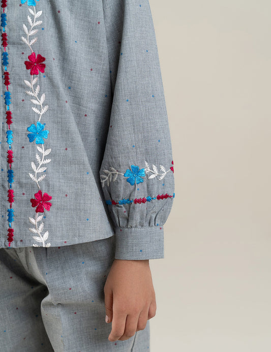 2 PIECE FLORAL EMBROIDERED SUIT