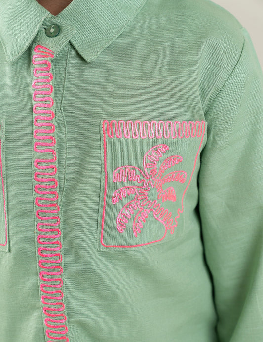 2 PIECE NEON EMBROIDERED SUIT