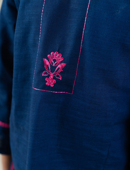 2 PIECE CONTRAST EMBROIDERED SUIT