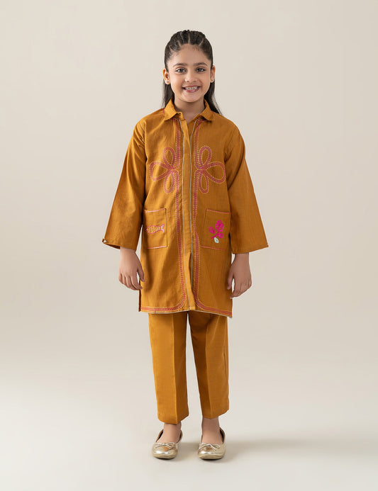 2 PIECE BUTTON DOWN EMBROIDERED SUIT