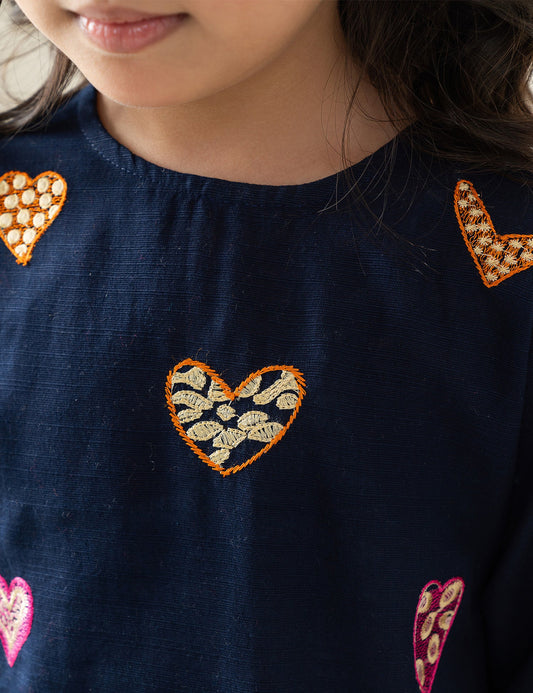 2 PIECE HEART EMBROIDERED SUIT