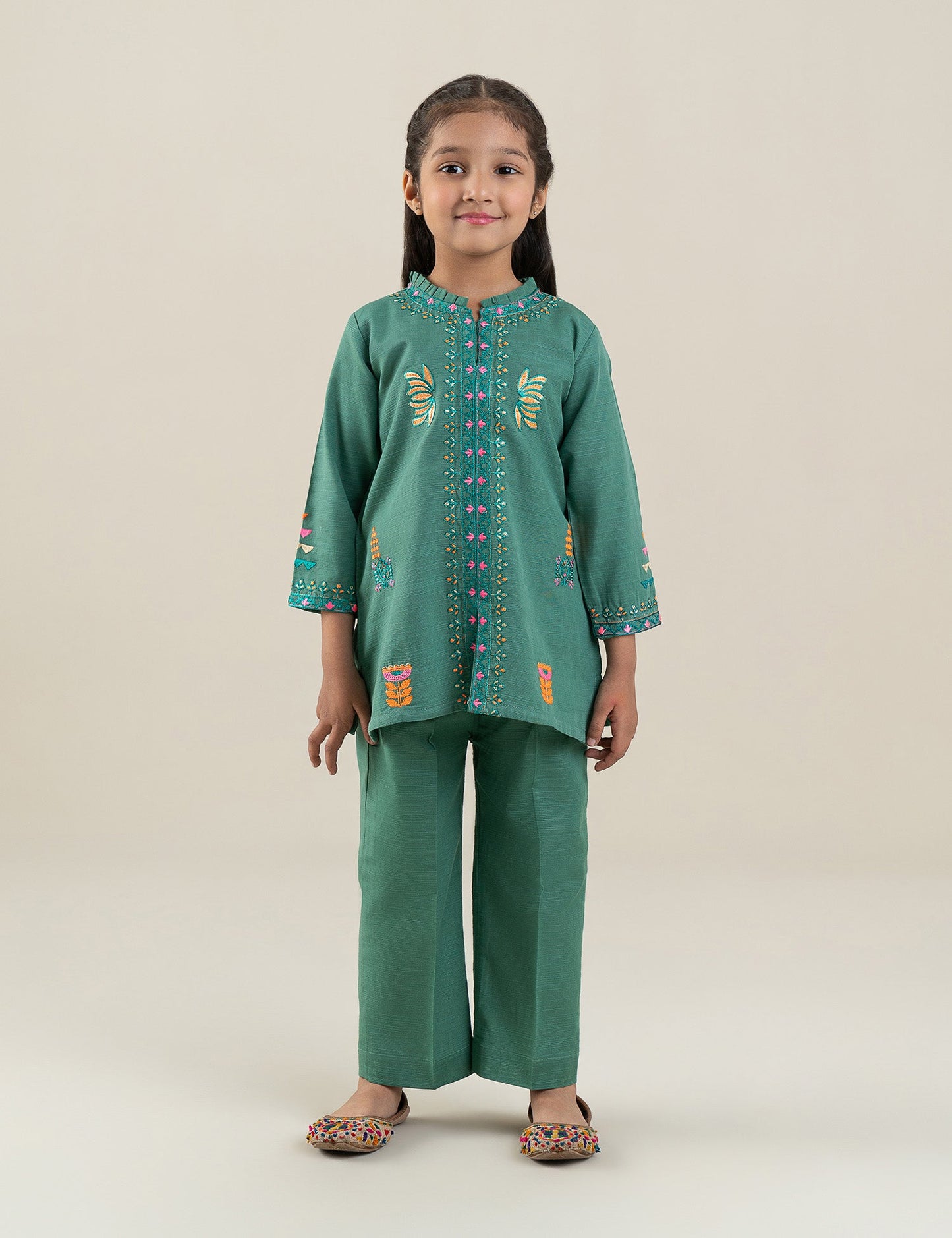 2 PIECE NEON EMBROIDERED SUIT