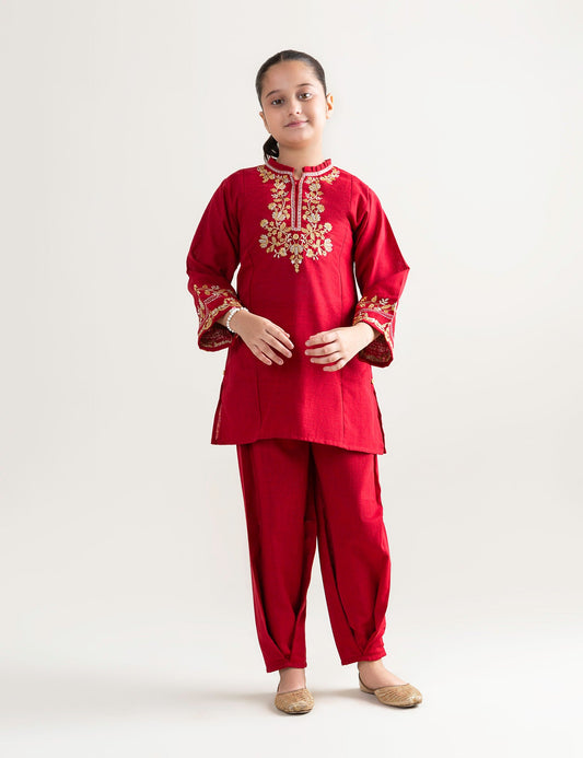 2 PIECE ROSES EMBROIDERED SUIT