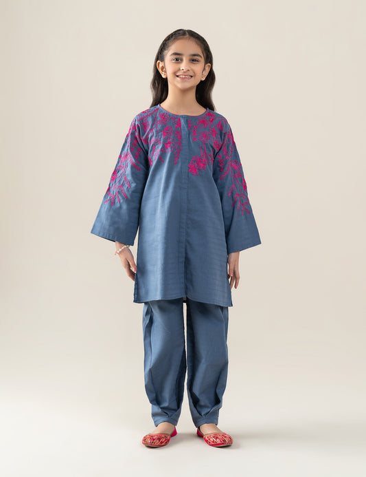 2 PIECE CONTRAST EMBROIDERED SUIT