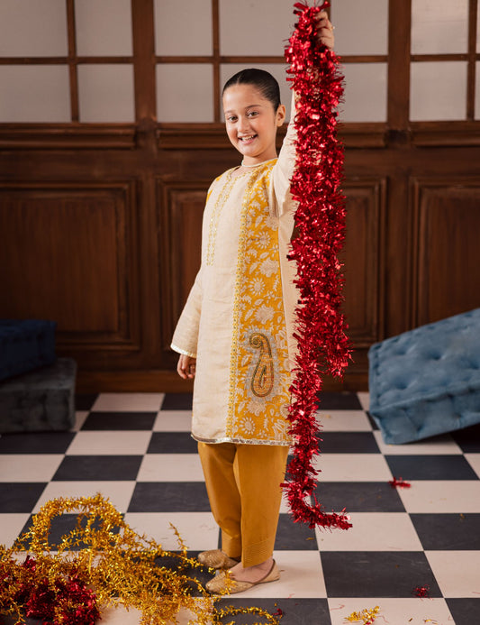 2 PIECE BLOCK PRINTED EMBROIDERED SUIT