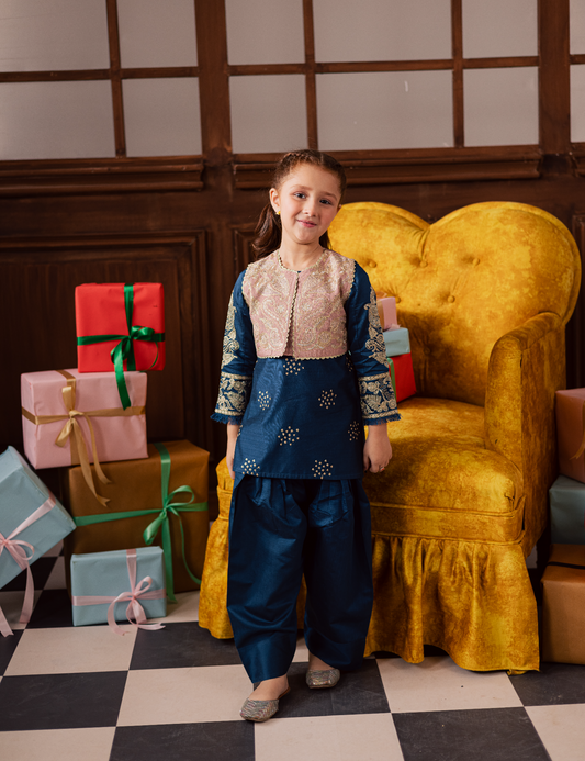 2 PIECE FLORAL EMBROIDERED WAISTCOAT SUIT