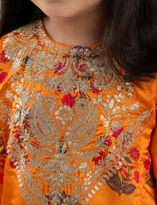 2 PIECE SILK PRINTED EMBROIDERED SUIT