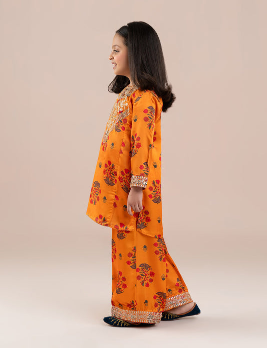 2 PIECE SILK PRINTED EMBROIDERED SUIT