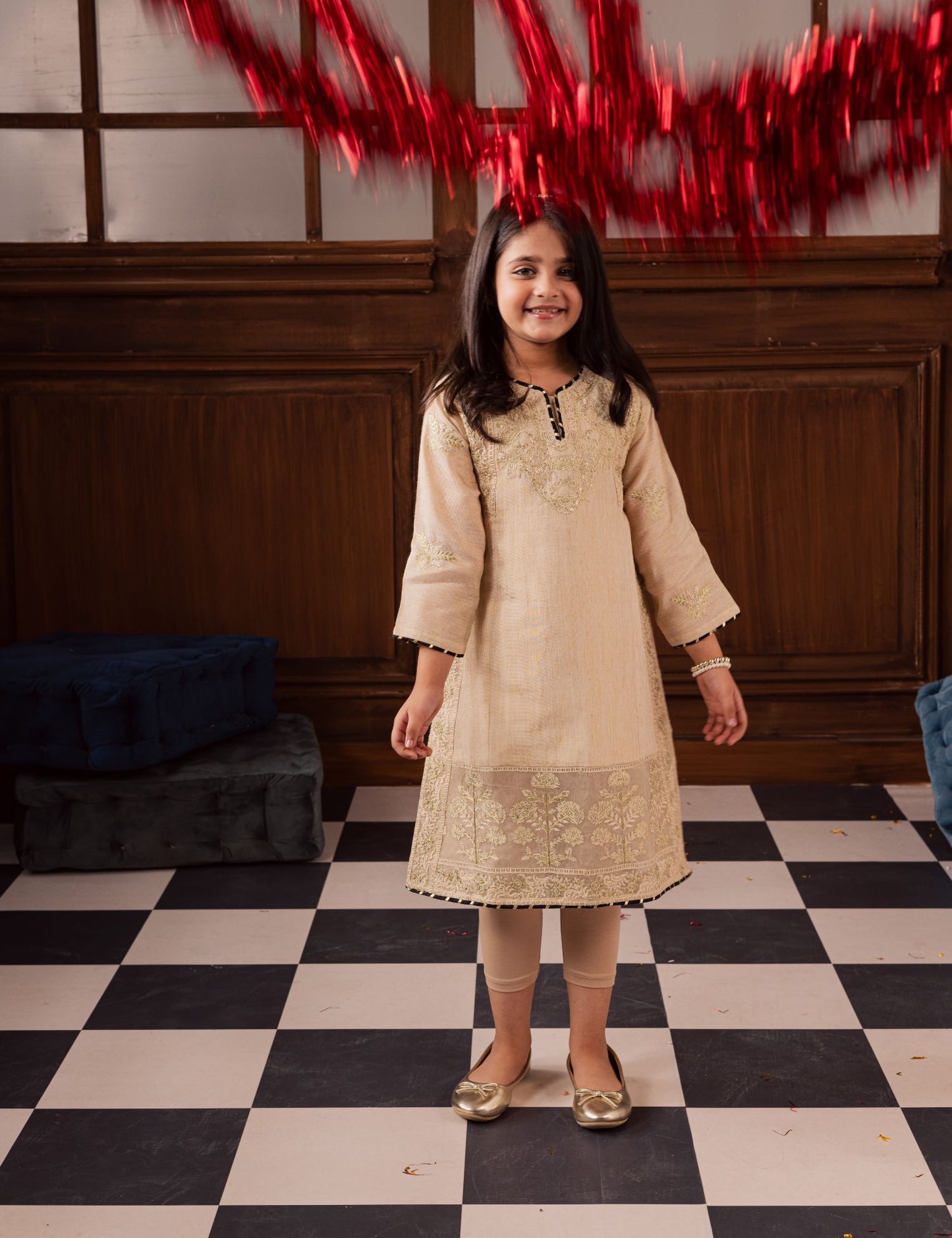 FLORAL EMBROIDERED KAFTAN SHIRT