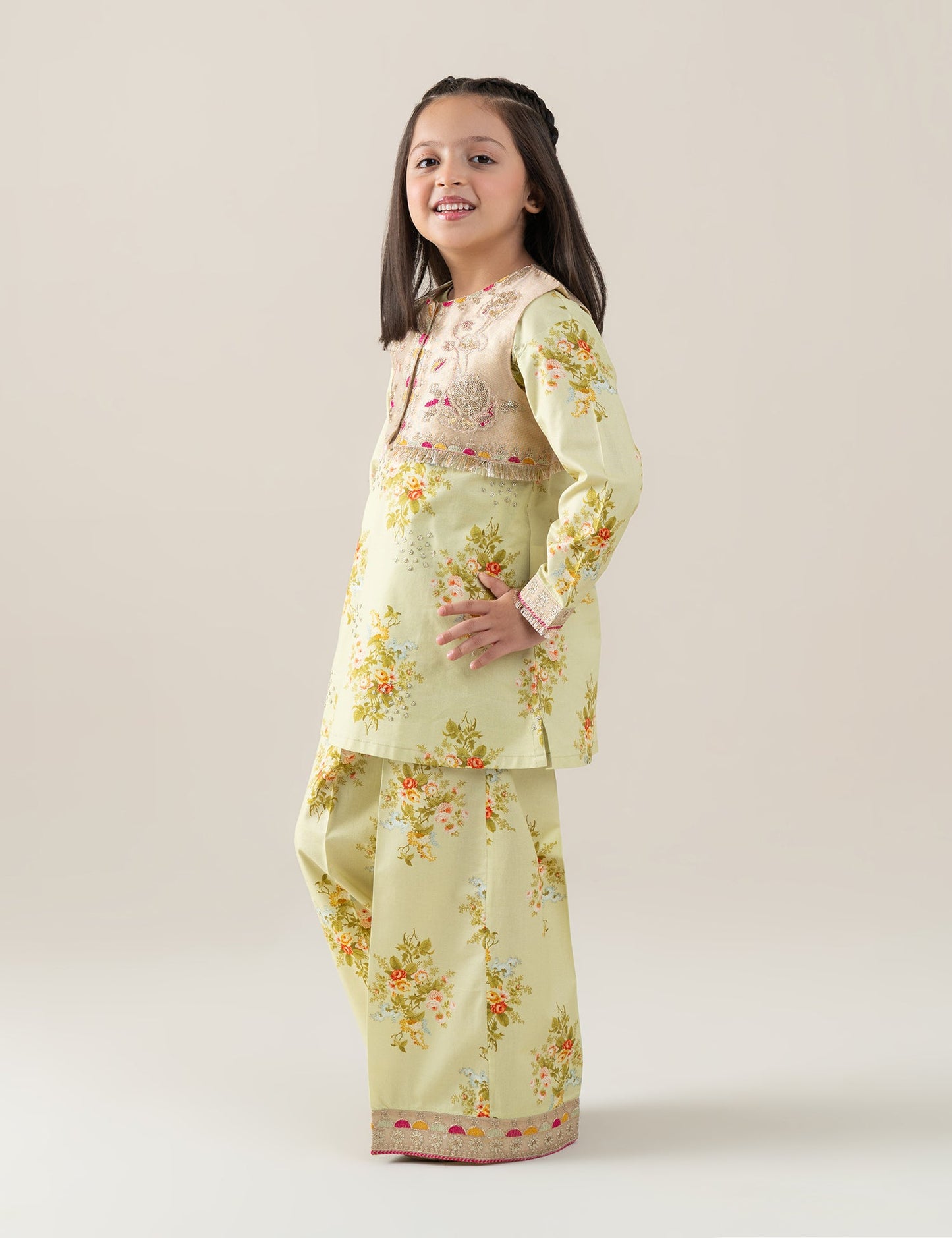 2 PIECE FLORAL EMBROIDERED WAISTCOAT SUIT