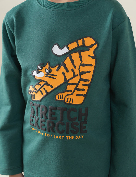 STRETCH EXERCISE PRINTED T-SHIRT