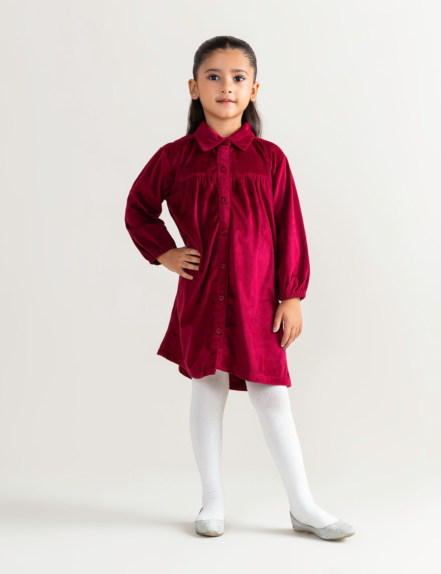 BUTTON DOWN VELVET DRESS