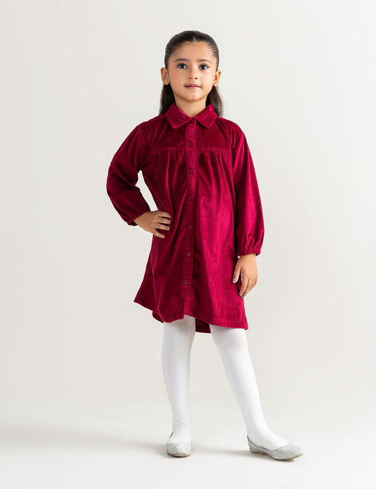BUTTON DOWN VELVET DRESS
