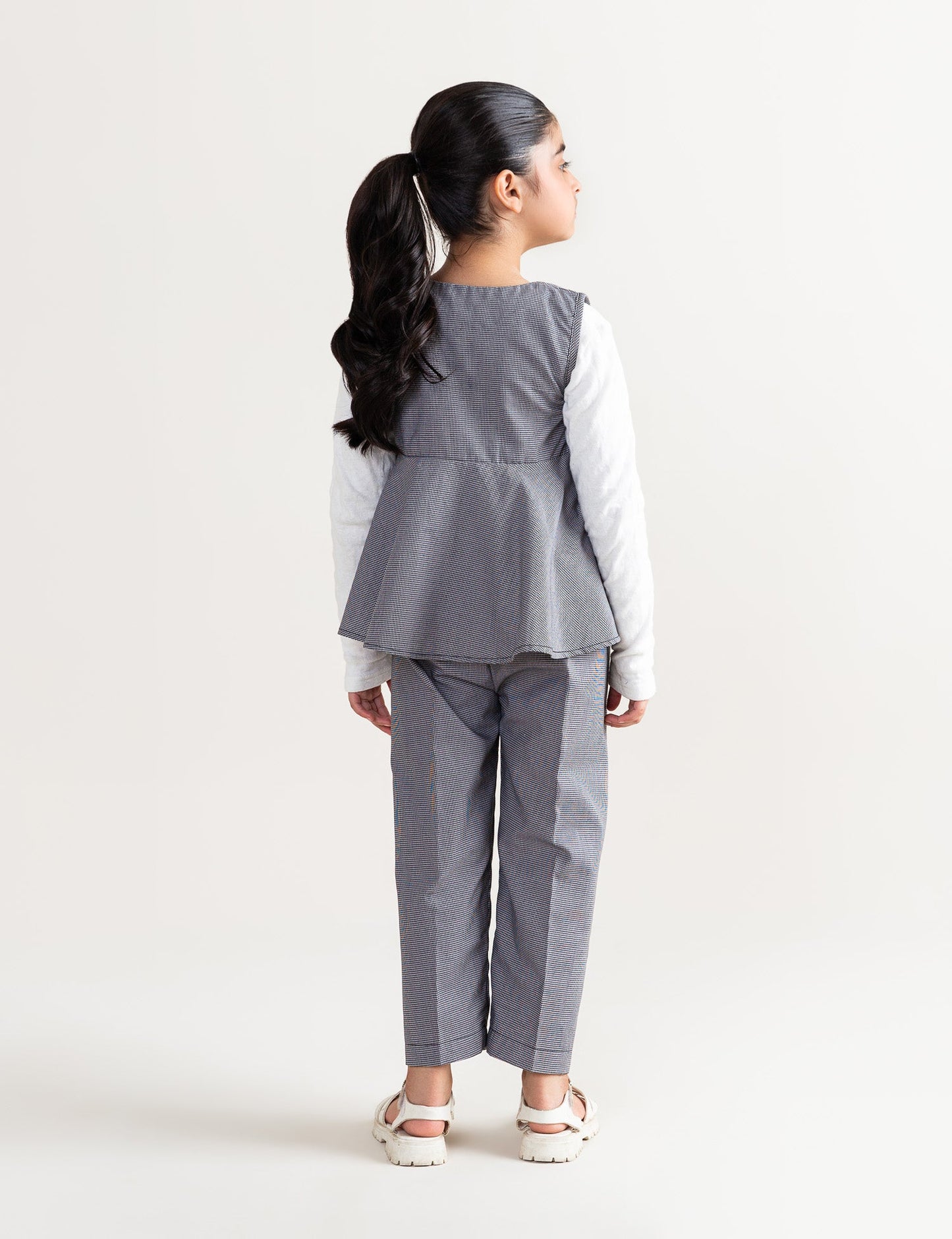 2 PIECE CHECKERED PEPLUM SUIT