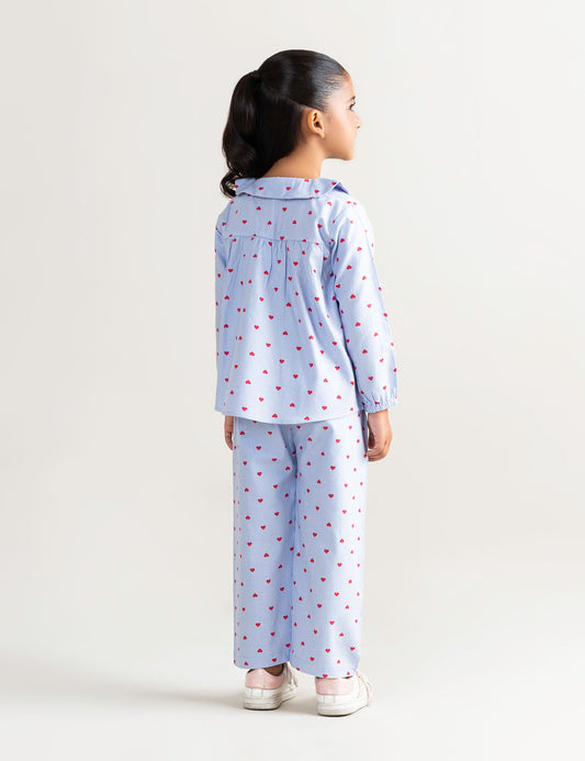 2 PIECE ALLOVER HEART PRINTED SUIT