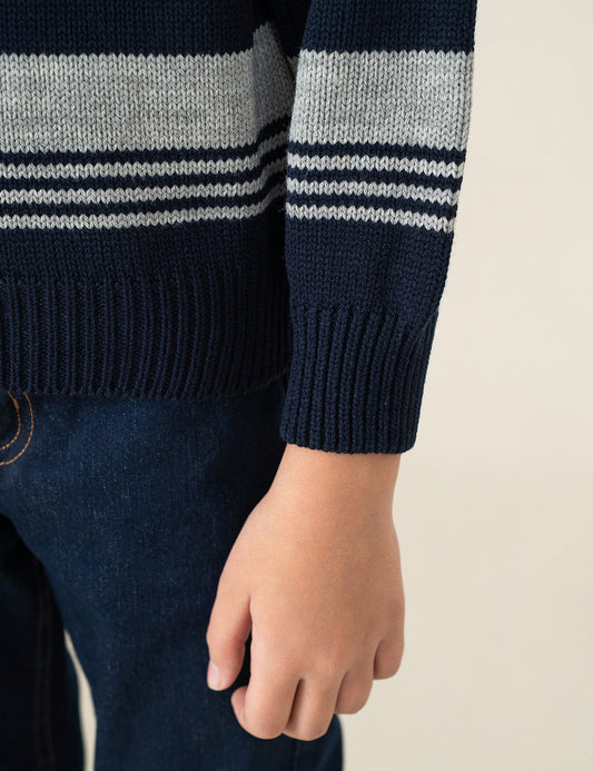 STRIPED HIGH NECK SWEATER