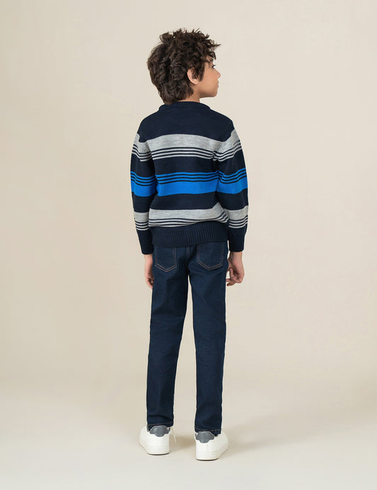 STRIPED HIGH NECK SWEATER