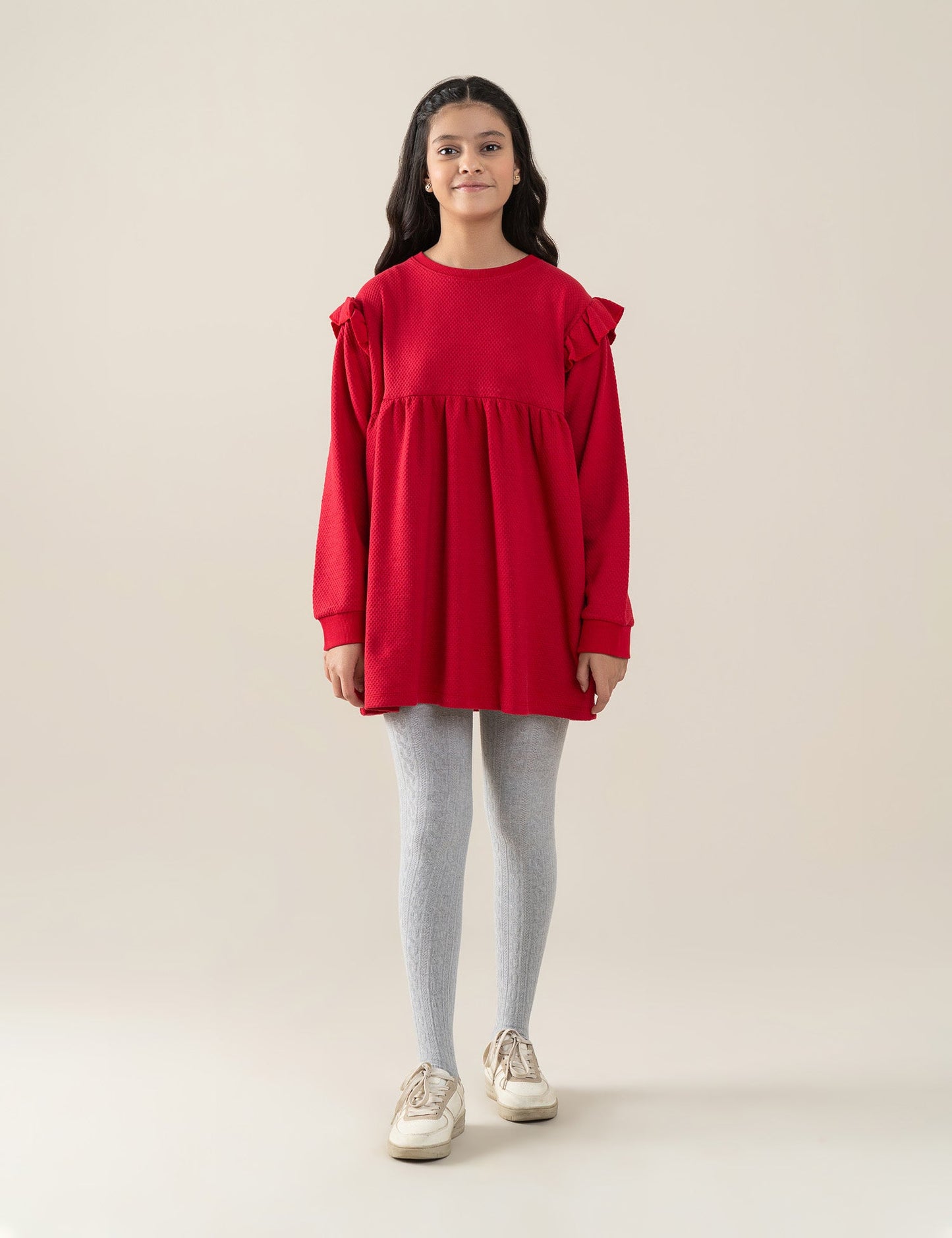 RUFFLE SHOULDER DRESS