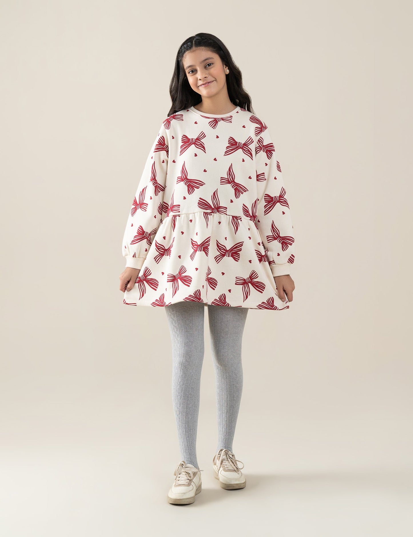 BOW & HEART PRINTED DRESS