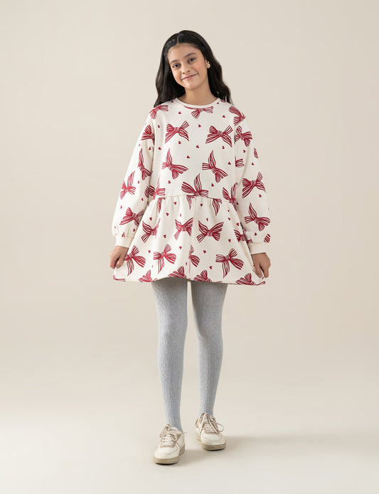 BOW & HEART PRINTED DRESS