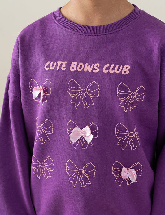 CUTE BOWS CLUB PRINTED SWEATSHIRT