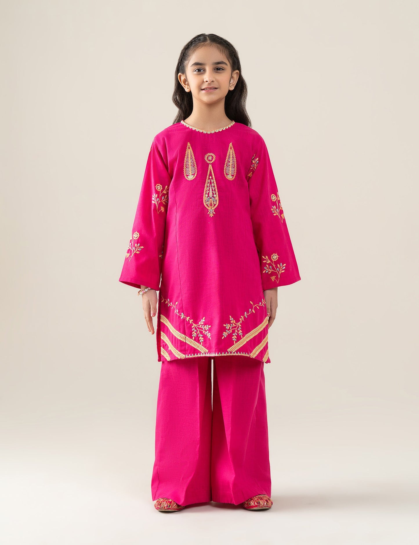 2 PIECE CONTRAST EMBROIDERED SUIT