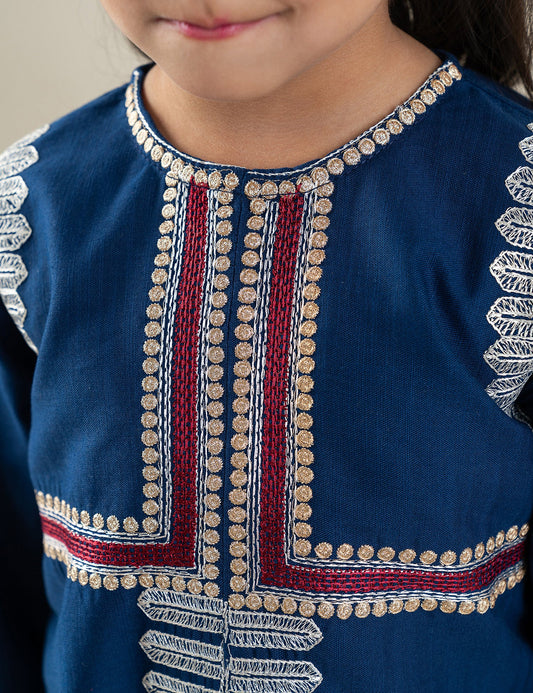 2 PIECE CONTRAST EMBROIDERED SUIT