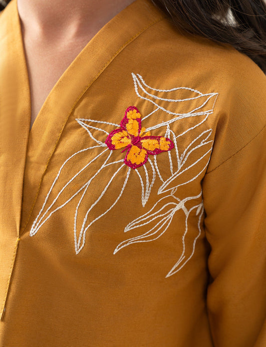 2 PIECE BUTTERFLY EMBROIDERED SUIT