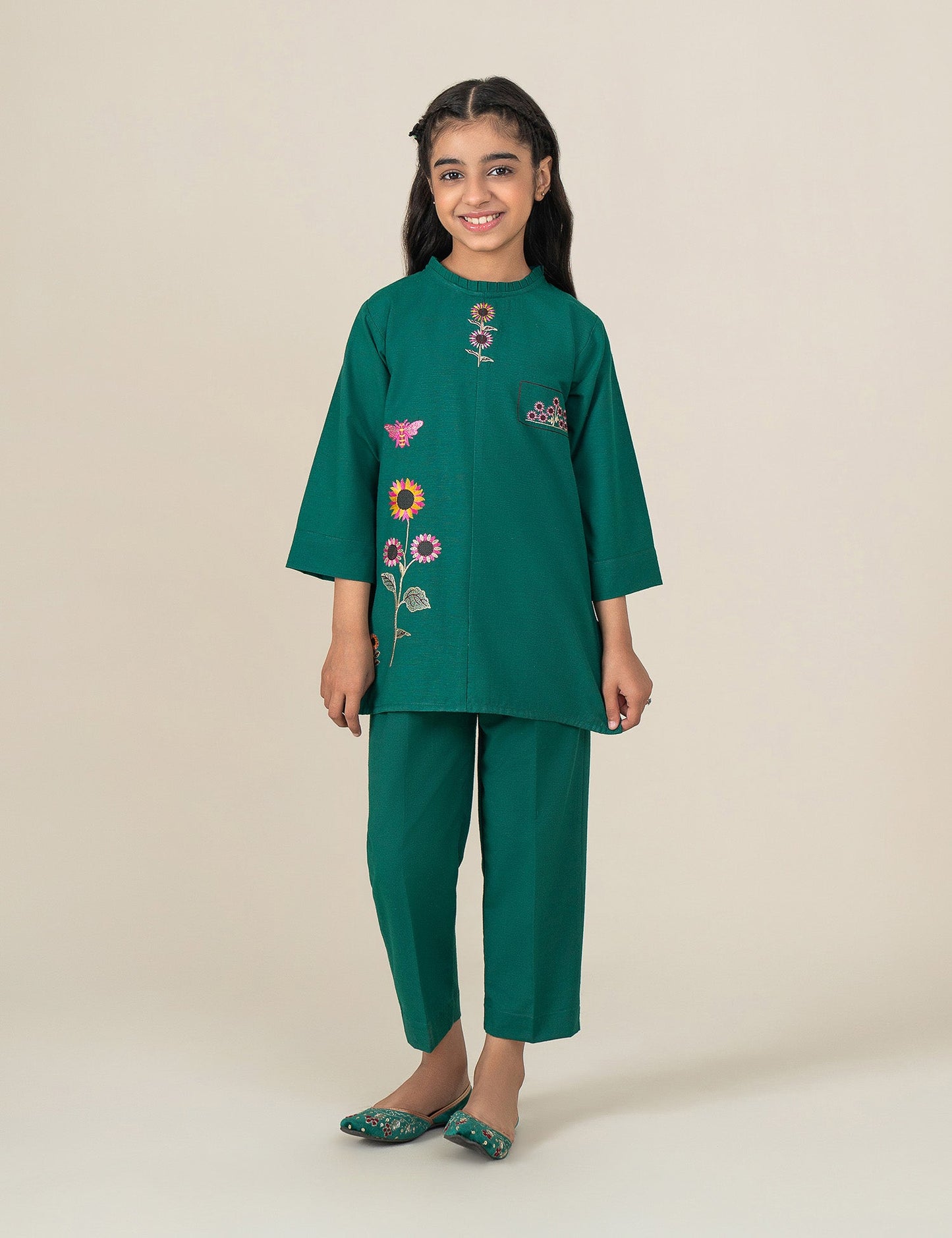 2 PIECE FLORAL EMBROIDERED SUIT