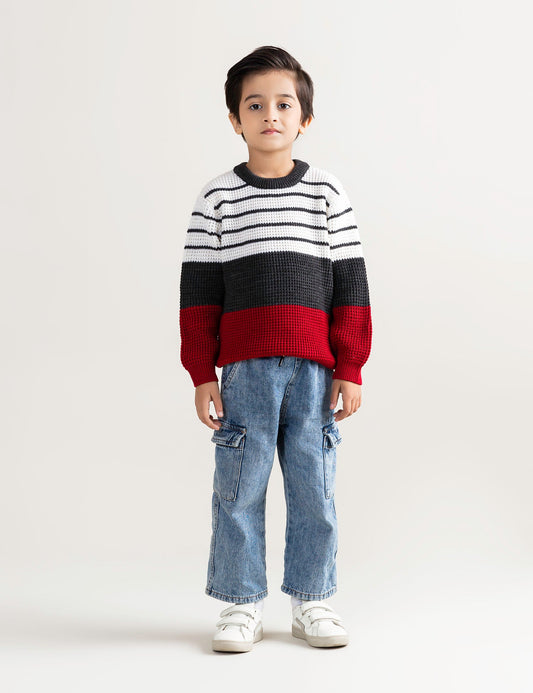 STRIPED COLOR BLOCK SWEATER