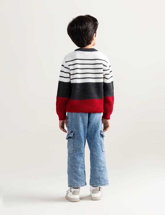 STRIPED COLOR BLOCK SWEATER