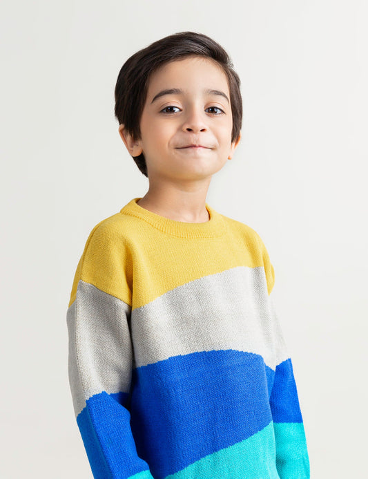 COLOR BLOCK KNITTED SWEATER
