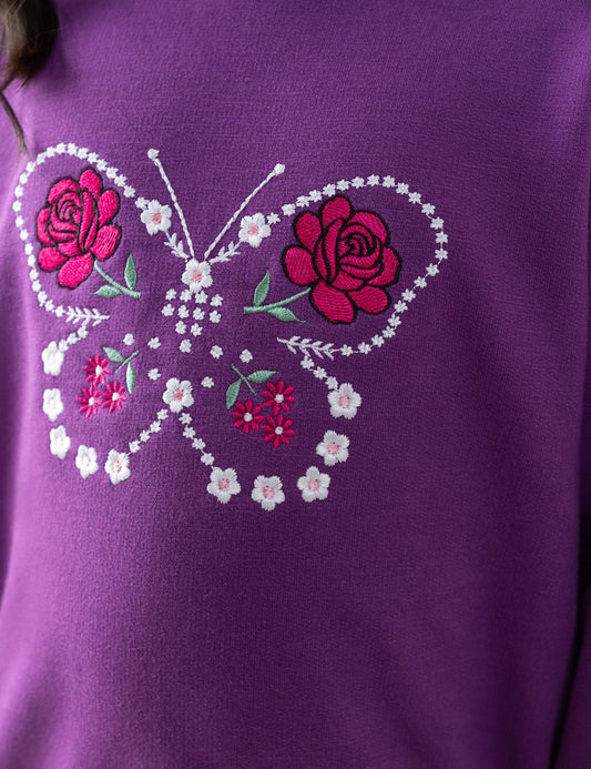 BUTTERFLY FLORAL GRAPHIC SWEATSHIRT