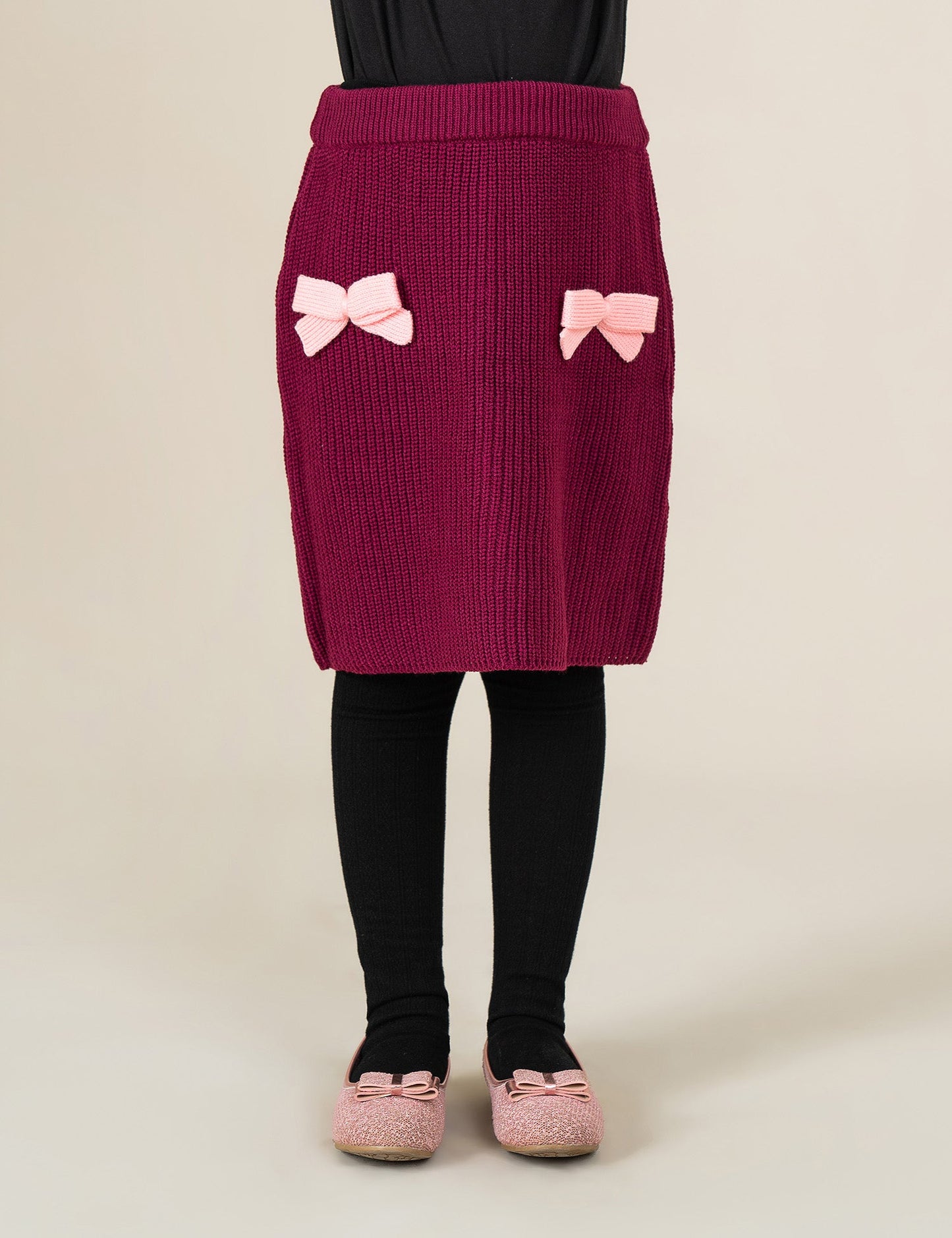 BOW ACCENT KNITTED SKIRT