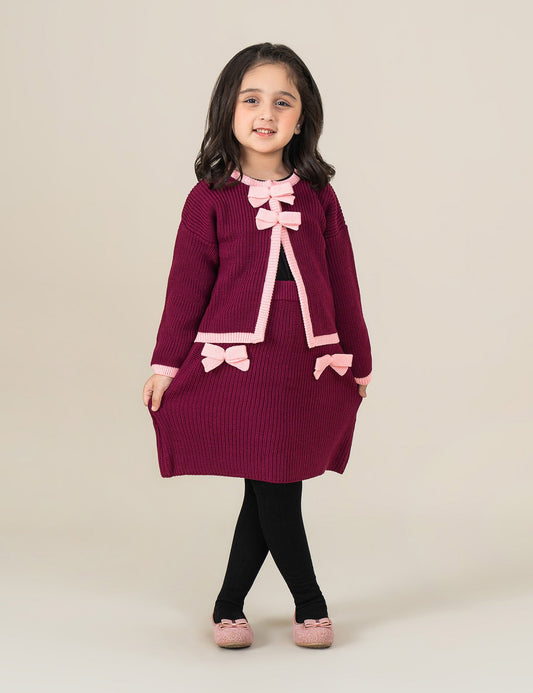 BOW ACCENT KNITTED CARDIGAN