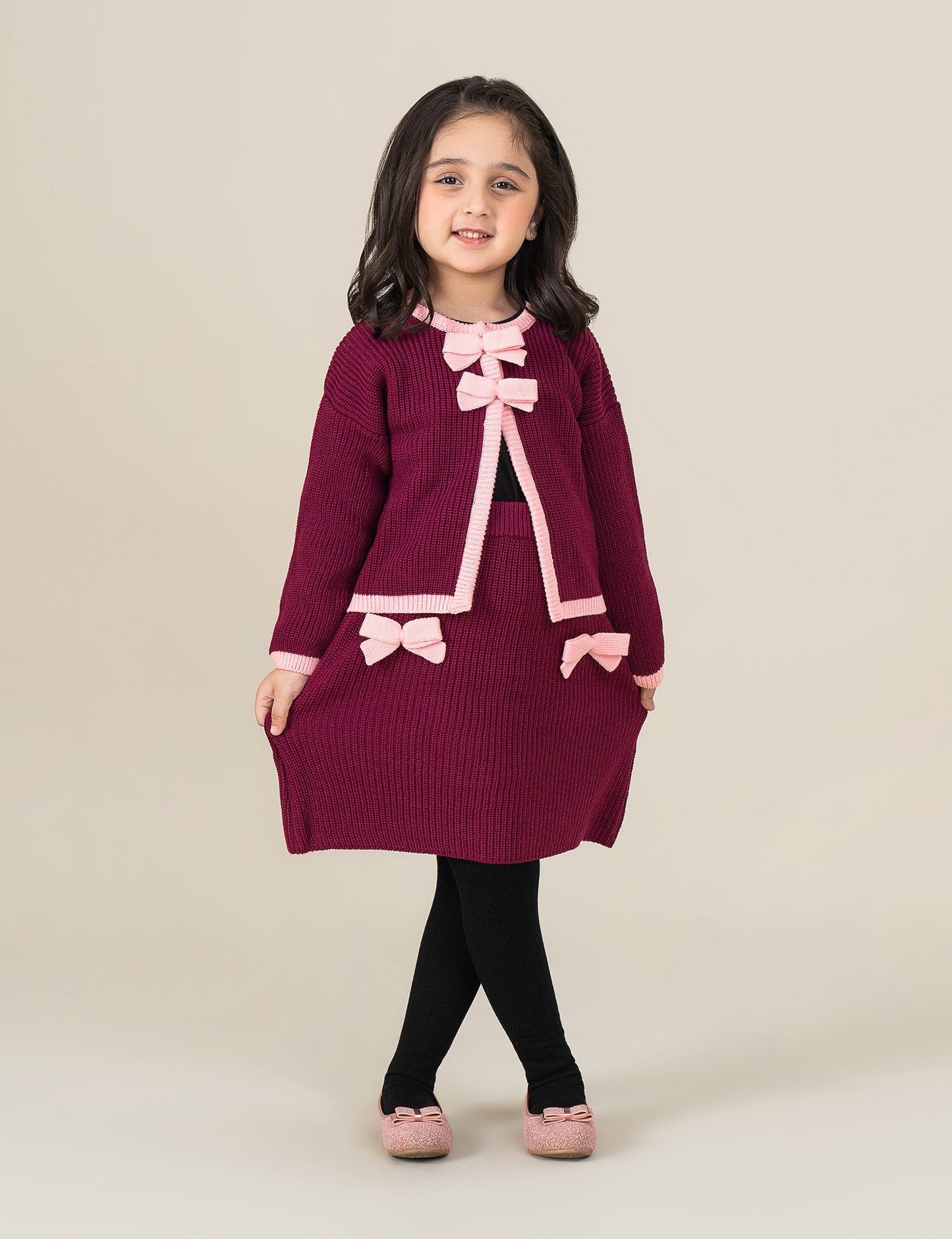 BOW ACCENT KNITTED CARDIGAN