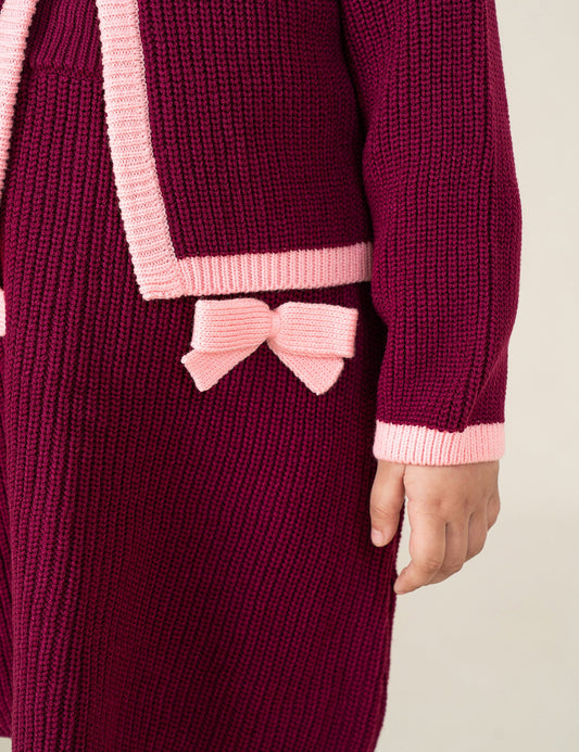 BOW ACCENT KNITTED CARDIGAN