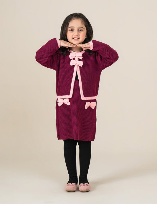 BOW ACCENT KNITTED CARDIGAN