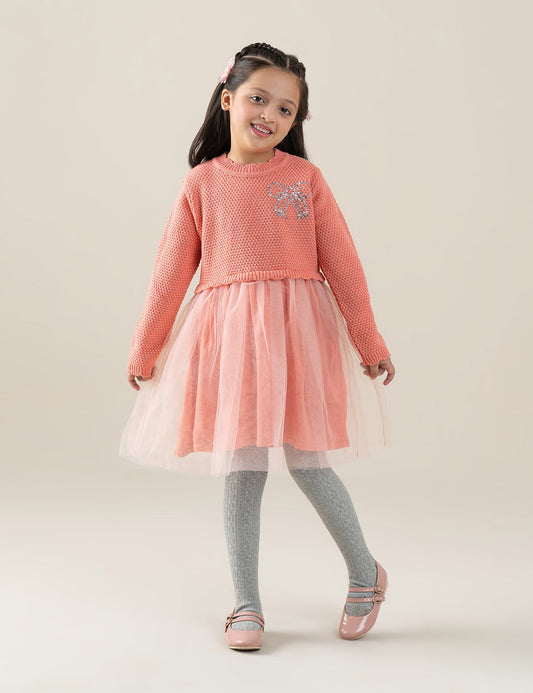 FLORAL EMBROIDERED SWEATER DRESS