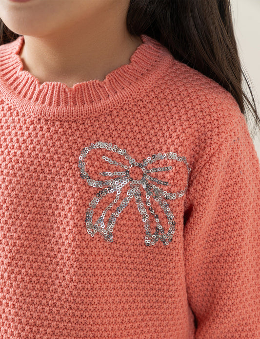 FLORAL EMBROIDERED SWEATER DRESS