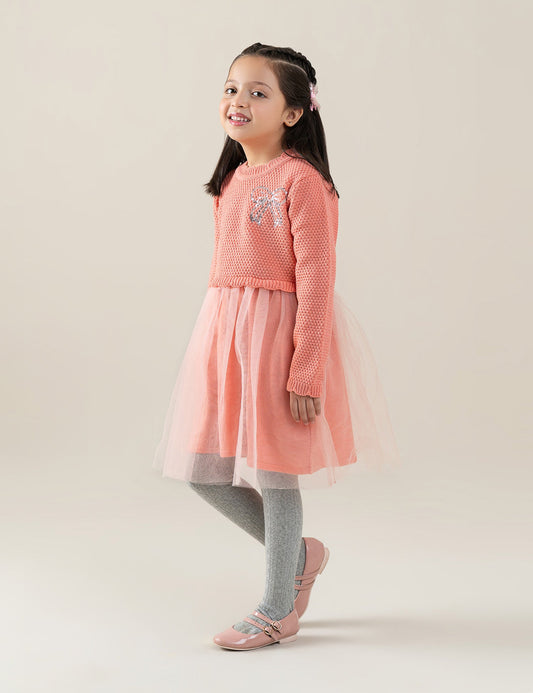 FLORAL EMBROIDERED SWEATER DRESS