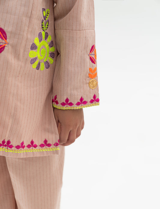 2 PIECE FLORAL EMBROIDERED SUIT