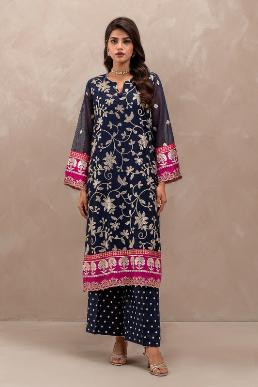 2 PIECE EMBROIDERED KHADDI NET SUIT (LUXURY-PRET)