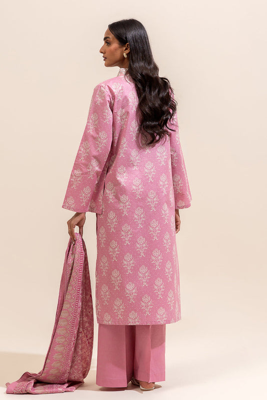 3 PIECE EMBROIDERED LAWN SUIT-VIVID ROSE ( UNSTITCHED)