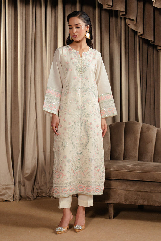2 PIECE EMBROIDERED PAPER COTTON SUIT (LUXURY-PRET)