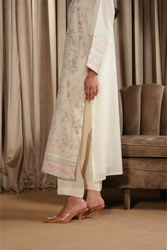 2 PIECE EMBROIDERED PAPER COTTON SUIT (LUXURY-PRET)